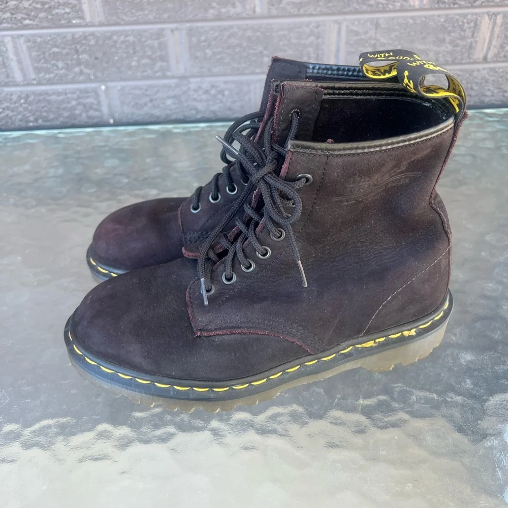 Dr. Martens 1460 Made in England Wax Commander   Lace Boots Burgundy US Sz 10 W